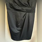 Adrianna Papell NWT Lovely  Black Satiny Wrap Top Style Cocktail Sheath Dress 10 Photo 3