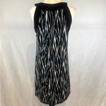 Tiana B  black steel blue and white abstract halter neck shift dress size small Photo 2