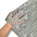 Johnny Was Slate Gray Eyelet Embroidered Tunic Top Boho Peasant Blouse Small Photo 7