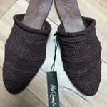 NWT MES DEMOISELLES Mules Textile Fibers Leather Sz 38 (6) Brown Photo 2