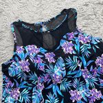 Swimsuits for All Tankini Top Swim Tropical Floral Mesh High Neck 24 Black Photo 1