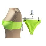 Boohoo New 2-Piece Bikini Bathing Suit Swimwear Knotted Bandeau Neon Yellow Size Photo 1