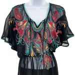 Forever 21 Embroidered Sheer Boho Short Sleeve Top or Swim Cover Up Top Small Photo 10