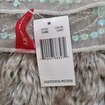 Anne Klein 100%Silk Beaded Scarf Sequin Details White Transparent Photo 2