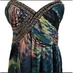 Little Mistress Maxi Dress Womens Size 10 Beaded Bodice Multicolor Strapless Blue Photo 1