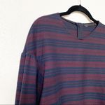 ZARA Maroon Navy Stripe Bubble Sleeve Top Size Large Photo 2