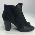 American Eagle Outfitters peep toe heels black laser cut faux leather size 9.5 Photo 0