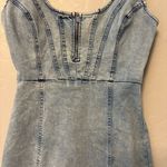 Guess  y2k acid wash denim bustier front slit bodycon sleeveless dress small Photo 6