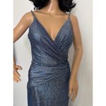 Terani Couture 2010s Royal Silver Beaded Metallic Evening Gown Size 2 NWT Photo 6