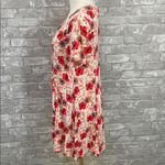 ASTR Red and White Floral Hibiscus Mini Dress Photo 3