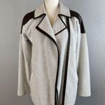 Michael Stars Womens Tweed Leather Trim Zip Moto Jacket Size Small Beige Brown Photo 7
