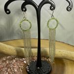 Green Rhinestones Silver Multi Chain Earrings Green Photo 0