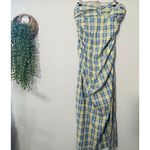 Free People NEW  Brandie Plaid Midi Strapless Medium Blue Academia Ruched Boho Photo 2
