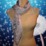 Pretty white scarf with blue outlined floral White Photo 2