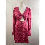 Something New X Flamefaire satin cut out mini dress in pink leopard print Sz XS Photo 4