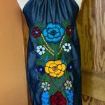 Handmade Colorful floral embroidered denim Mexico mini dress Photo 6