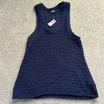 Aerie Crotchet Sleeveless Scoop Neck Tank Navy Blue Women’s Medium NWT Photo 0