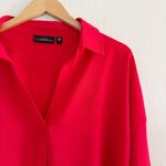 Rafaella NEW Red Collared V-Neck Long Sleeve Popover Blouse Size XL Photo 5