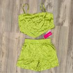 Terez NWT  Green Satin 2-Piece Loungewear Set PullOn Shorts Scarf Tank Top Size S Photo 0