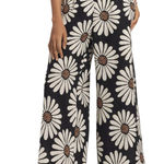 Farm Rio  x Anthropologie Daisy Linen-Blend Wide-Leg Pants Black Sz S Retail $168 Photo 0