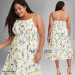Torrid White Lemon Print Smocked Midi Dress Photo 2