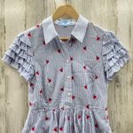 Draper James Cherry Girl Orchard Shirt Dress Women 4 Blue White Cotton Pockets Photo 1