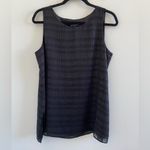 Eileen Fisher  Black Sheer Silk Glimmer Ballet Neck Tank Size Small Photo 4