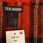 Steve Madden Classic Tartan with Tassels Fringe Raw Edges Plaid Scarf Red Photo 2