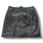 Free People NWT Faux Leather Black Mini Skirt | Ruched Front | Size M Photo 6