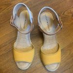 Lucky Brand 6 Kyndra Tan / Saffron Yellow Espadrille Wedge Sandals Ankle Buckle Photo 1