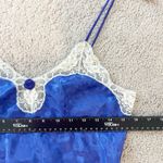 Vintage Lingerie Slip Dress Women Medium Blue Lace Romantic Feminine Floral 70s Photo 8