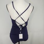 ANDIE  NAVY Criss Cross Back Lt‎ Bali One Piece Swimsuit Large Tall NWT Photo 4