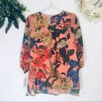 Gibson Latimer  Pantone Floral Lace Up Blouse Photo 3