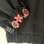 Zara TRF Outerwear M Floral Embroidered Yoke Black Full Zip Jacket Ruffle Sleeve Size M Photo 5