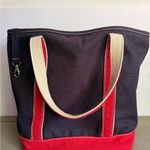 Lands' End Vintage Lands’ End Extra Large Canvas Pocket Tote Navy Red Organizer XL Pockets Photo 3