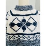 Vintage Nordic Snowflake Fair Isle Sweater XL Blue White Chunky Knit Winter Photo 3