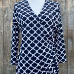 Charming Charlie ’s White and Blue Pattern Faux Wrap Dress Size Medium Photo 1