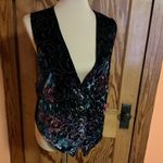 Vintage Crushed Velvet Floral Vest – Y2K Holiday Glam Black Size L Photo 10