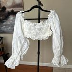 House Of CB NWOT House of CB Tula Ruched Off Shoulder Top White Small Photo 5