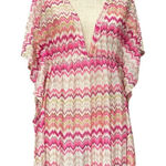 Jordan Taylor Pink and White Swim Coverup with V-Neck and Flutter Sleeves Photo 0