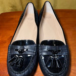 Joan & David Circa Black Patent Leather Tassel Loafers Classic Flat Shoes Photo 0