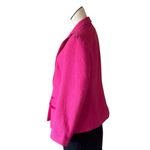 Anne Klein NWT Women's Tweed Long Sleeve Fringe Jacket In Pink Perfection Large Photo 2