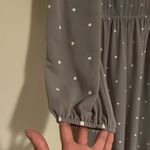 Discovery NWT Sz 10 Sheer Balloon Sleeves Gray Polka Dot Dress Knee Length Photo 4