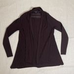 Eileen Fisher | 100% Wool Chocolate Brown Open-Front Longline Cardigan | Small Photo 0