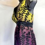 EXPRESS purple & yellow silk chiffon halter top size 0 Photo 3