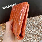 Chanel Coral Diamond Quilted Patent Leather CC Continental Wallet Photo 7