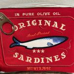 Red Embroidered Sardine Can Cosmetic Bag 🐟 ♥️ Silver Photo 1