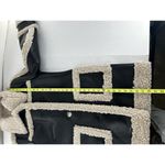 Badgley Mischka  Overcoat Jacket Sz M Faux Shearling Leather Black Aviator​ Photo 12