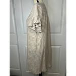 Umgee  Striped‎ Linen Blend Dress Ruffle Sleeve Casual Tan Beige Large Cover Up Photo 1