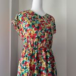 Emery Rose Multicolored Floral Print Button Front Short Sleeve Maxi Dress Red Size XL Photo 3